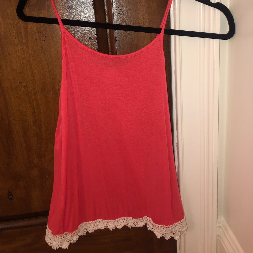 pink flowy lace pink tank